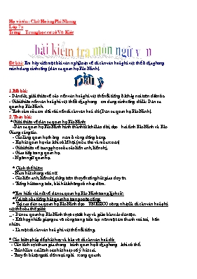 Bài kiểm tra môn Ngữ văn Lớp 7 - Chử Hoàng Phi Nhung